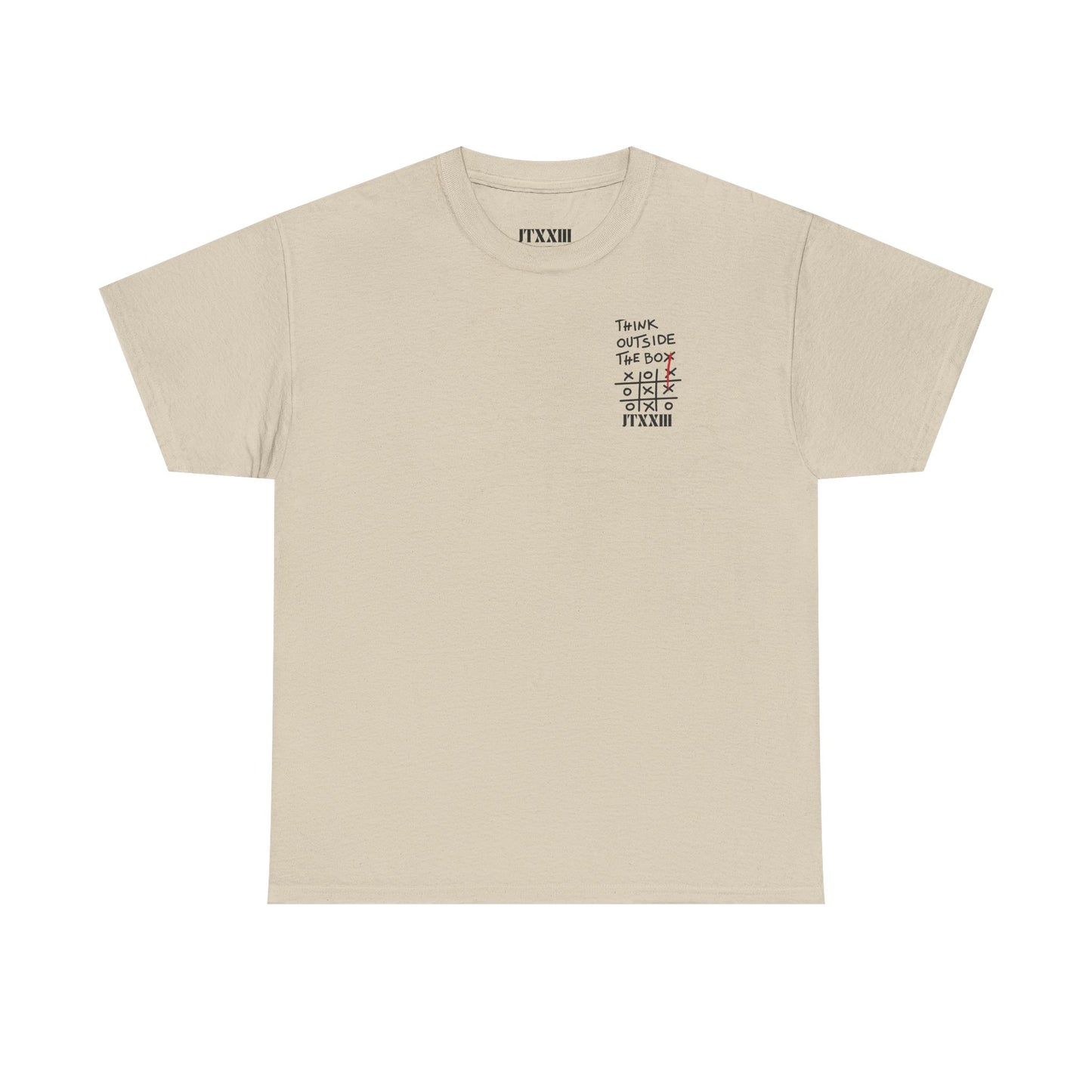 Think Outside the Box T-Shirt — Tic-Tac-Toe Graphic Tee (Back Print)