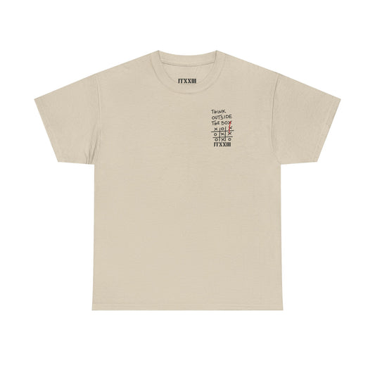 Think Outside the Box T-Shirt — Tic-Tac-Toe Graphic Tee (Back Print)