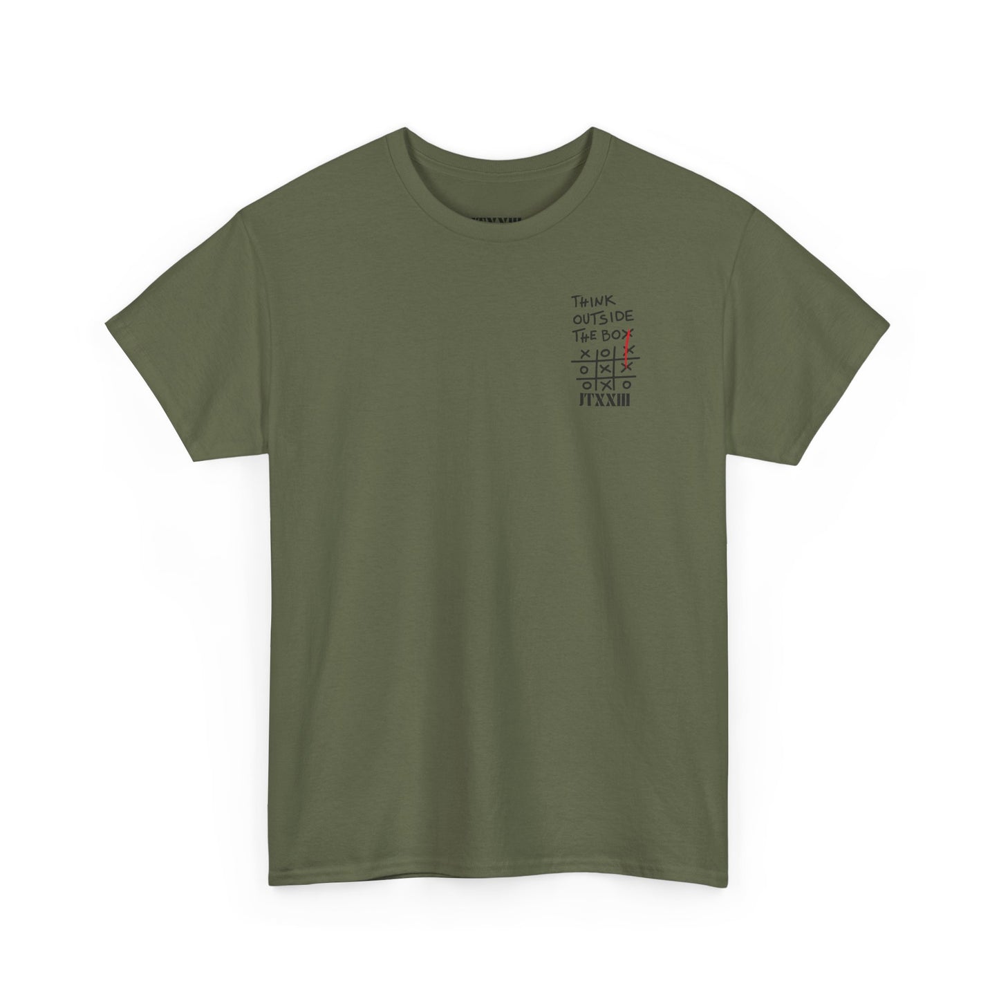 Think Outside the Box T-Shirt — Tic-Tac-Toe Graphic Tee (Back Print)