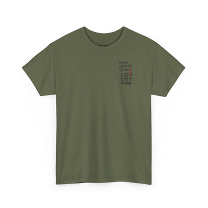 Think Outside the Box T-Shirt — Tic-Tac-Toe Graphic Tee (Back Print)