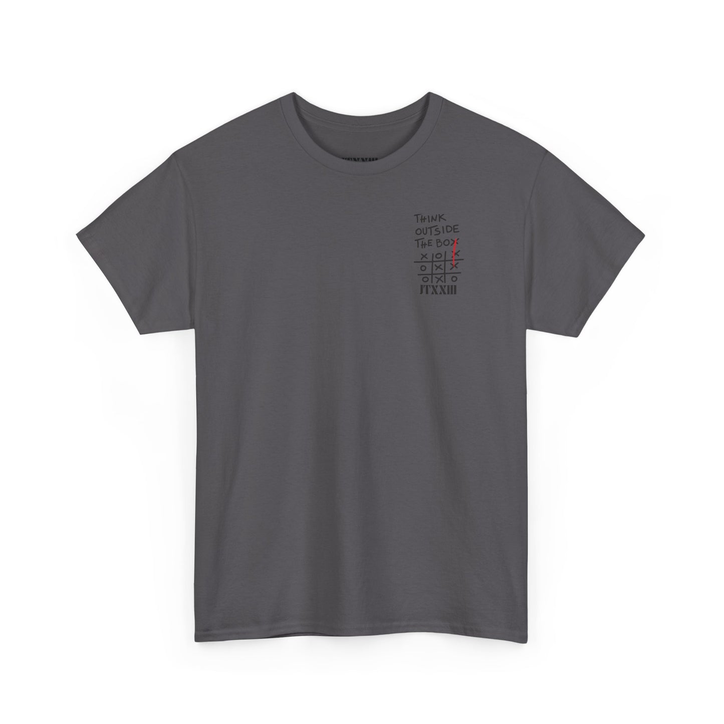 Think Outside the Box T-Shirt — Tic-Tac-Toe Graphic Tee (Back Print)