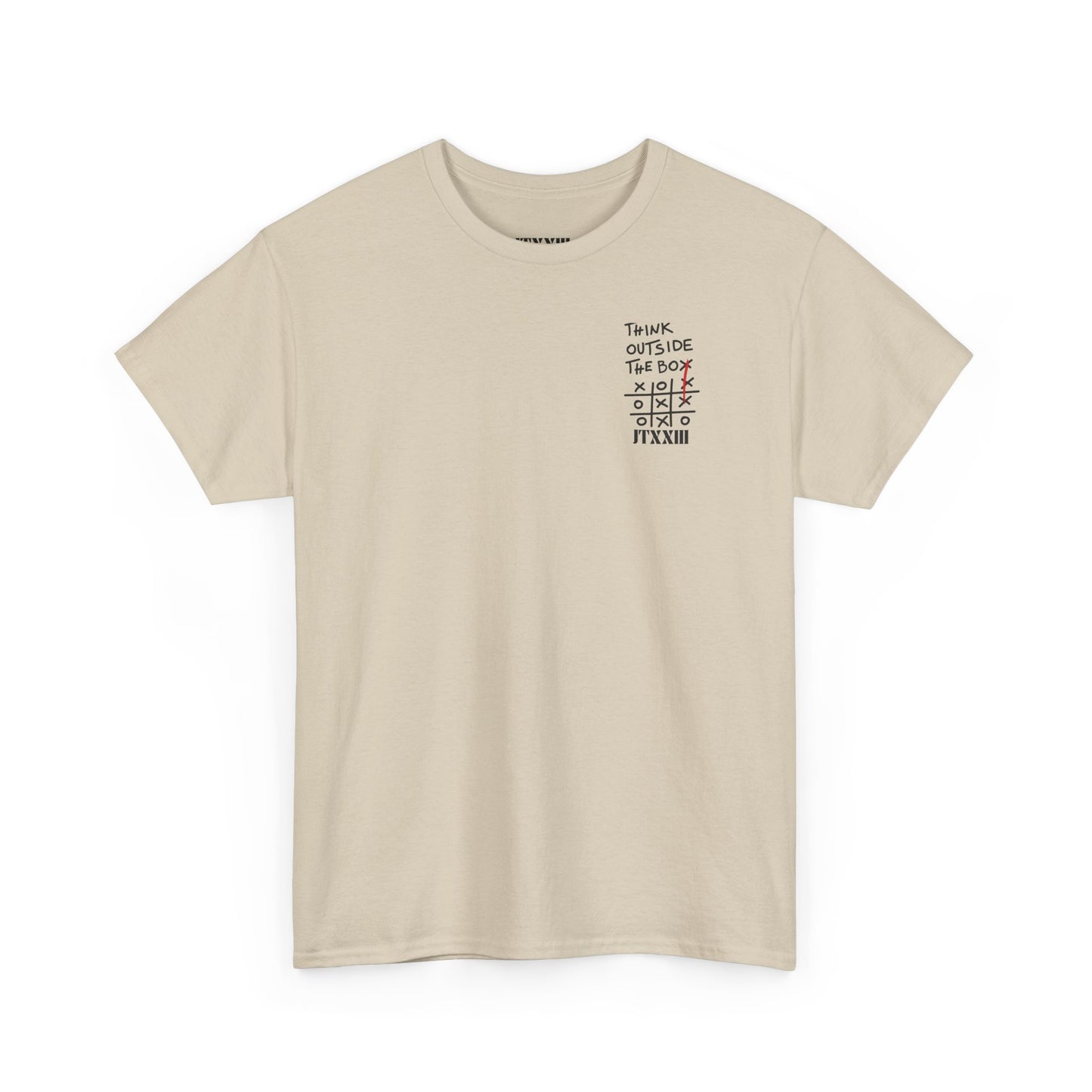 Think Outside the Box T-Shirt — Tic-Tac-Toe Graphic Tee (Back Print)