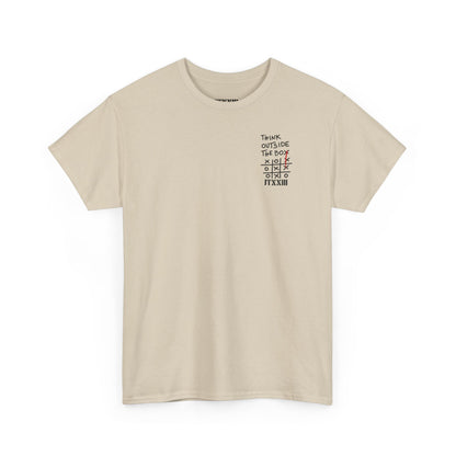 Think Outside the Box T-Shirt — Tic-Tac-Toe Graphic Tee (Back Print)