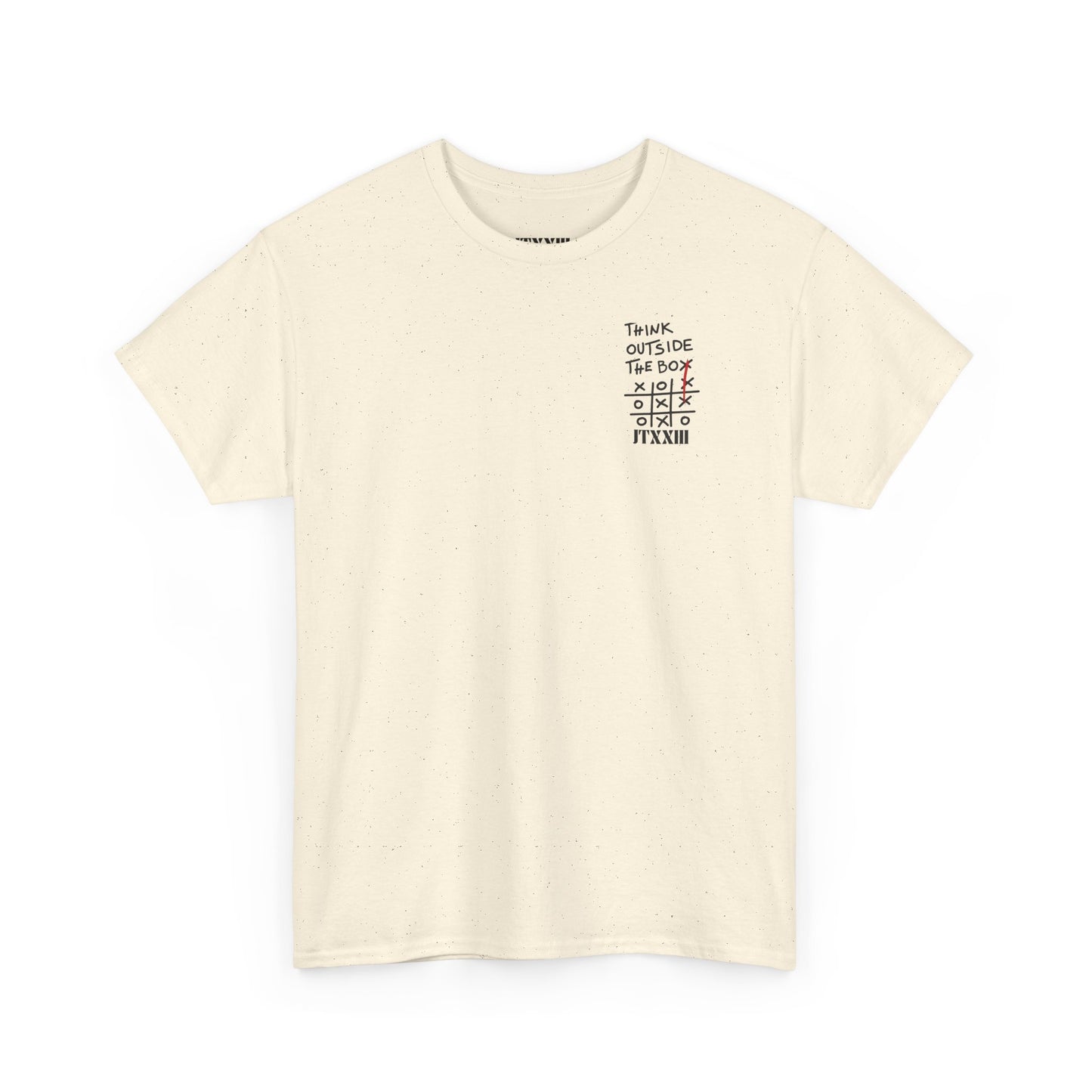 Think Outside the Box T-Shirt — Tic-Tac-Toe Graphic Tee (Back Print)