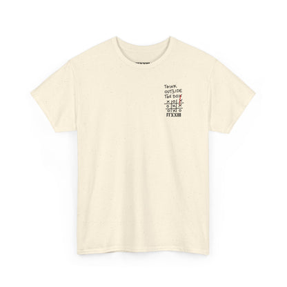 Think Outside the Box T-Shirt — Tic-Tac-Toe Graphic Tee (Back Print)