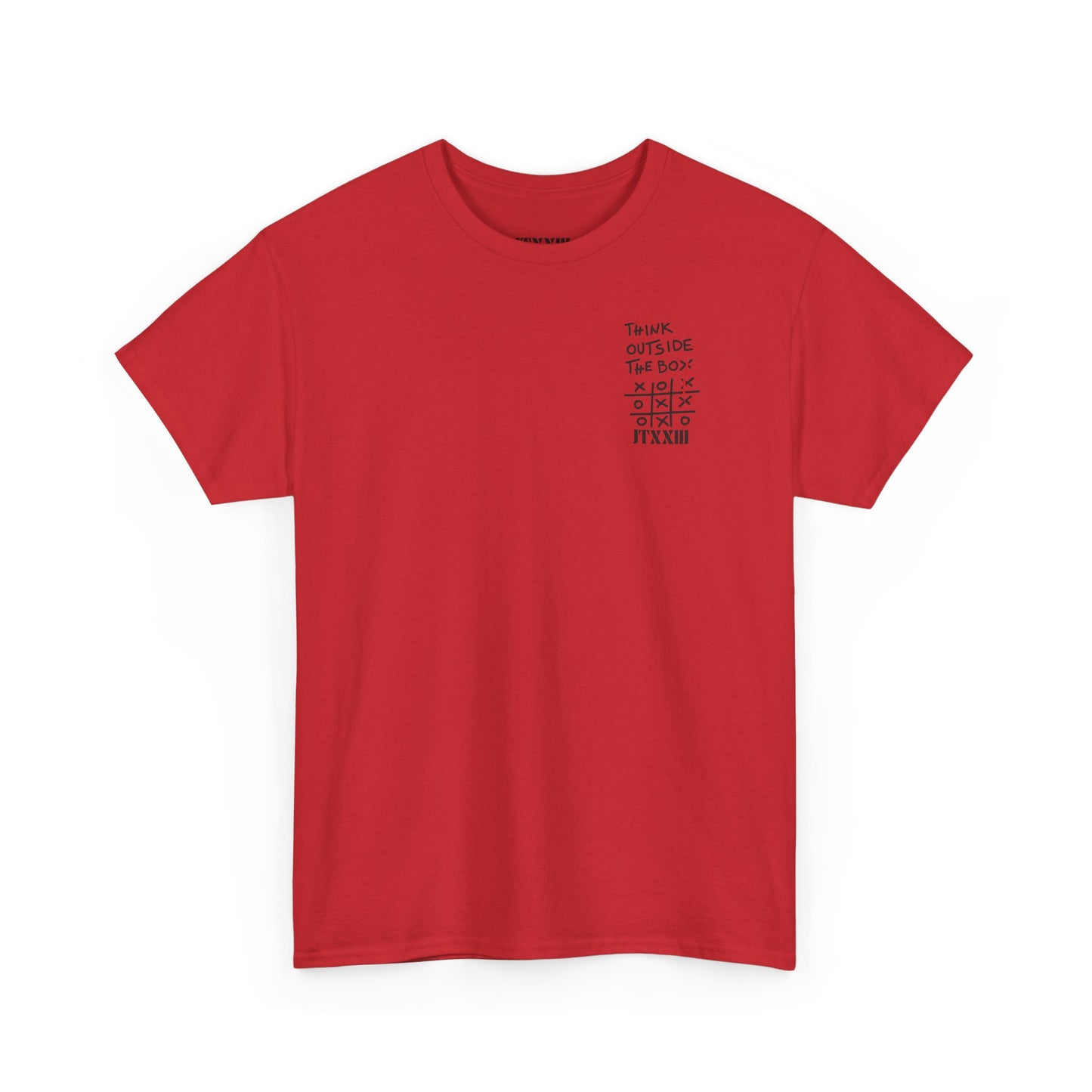Think Outside the Box T-Shirt — Tic-Tac-Toe Graphic Tee (Back Print)