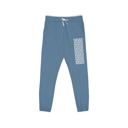 Graphic Joggers — Vertical Text Fleece Sweatpants  🎟️ 12 entradas