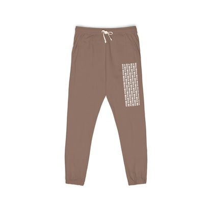 Graphic Joggers — Vertical Text Fleece Sweatpants  🎟️ 12 entradas