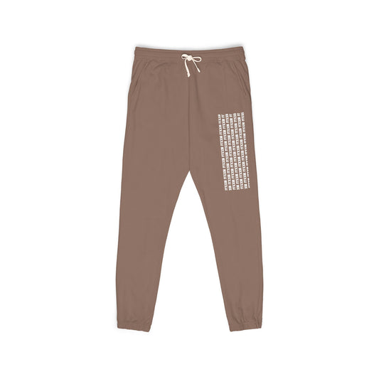 Graphic Joggers — Vertical Text Fleece Sweatpants  🎟️ 12 entradas