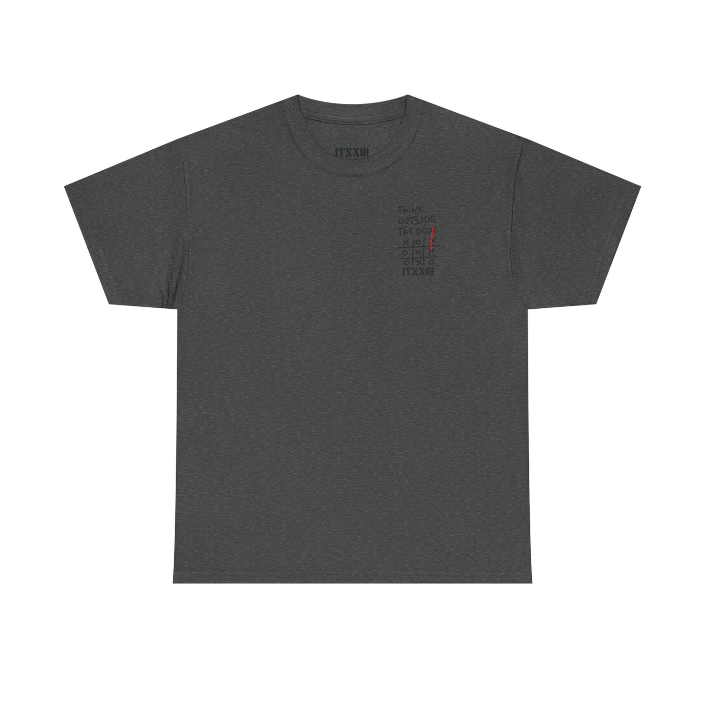 Think Outside the Box T-Shirt — Tic-Tac-Toe Graphic Tee (Back Print)