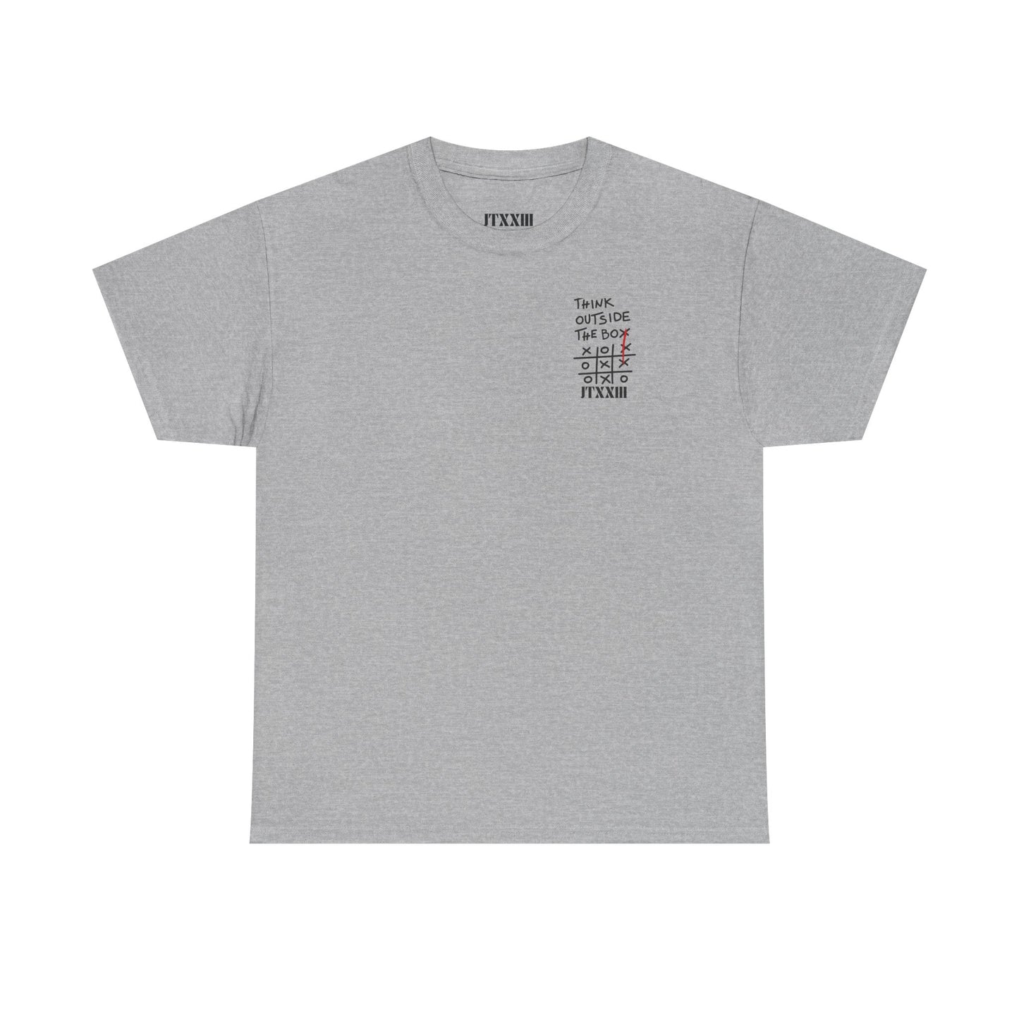Think Outside the Box T-Shirt — Tic-Tac-Toe Graphic Tee (Back Print)