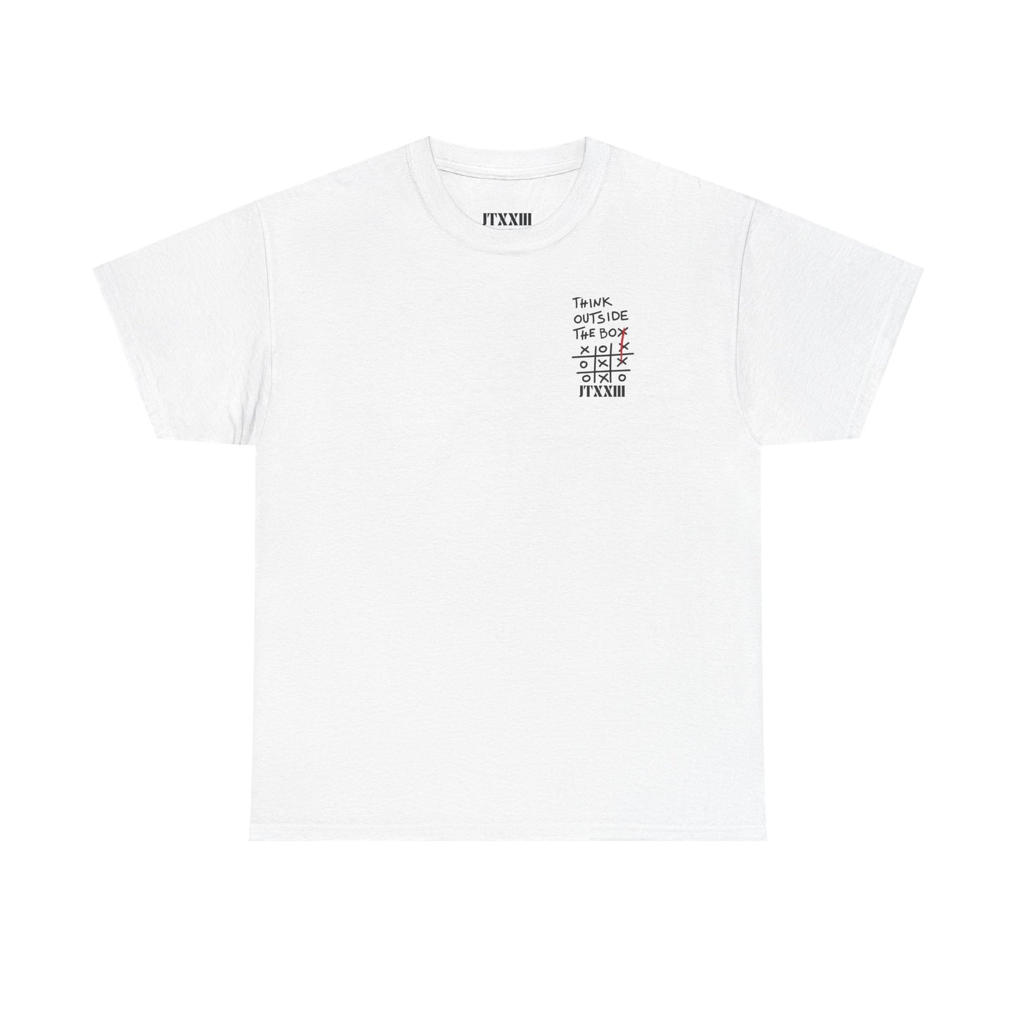 Think Outside the Box T-Shirt — Tic-Tac-Toe Graphic Tee (Back Print)