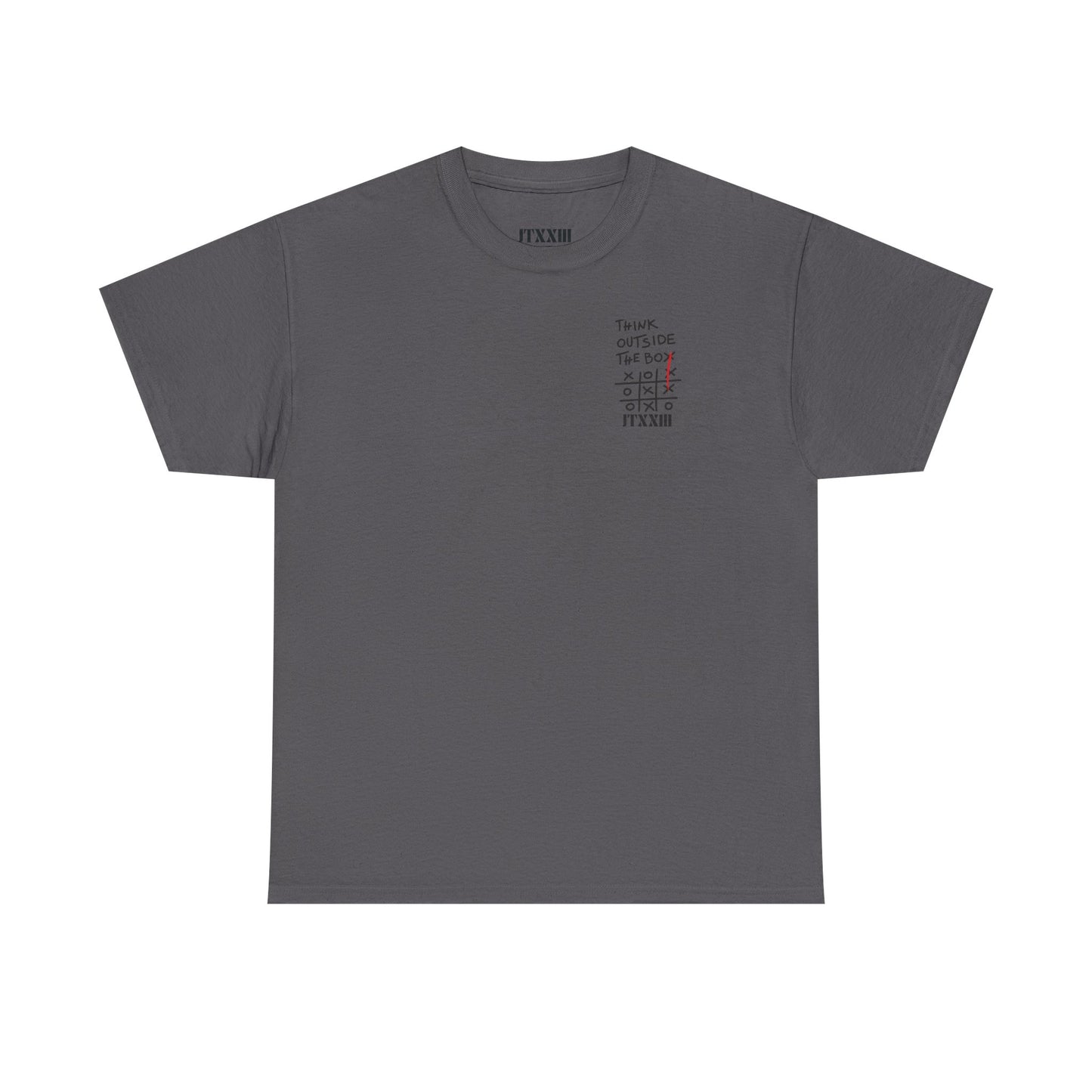 Think Outside the Box T-Shirt — Tic-Tac-Toe Graphic Tee (Back Print)