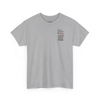Think Outside the Box T-Shirt — Tic-Tac-Toe Graphic Tee (Back Print)