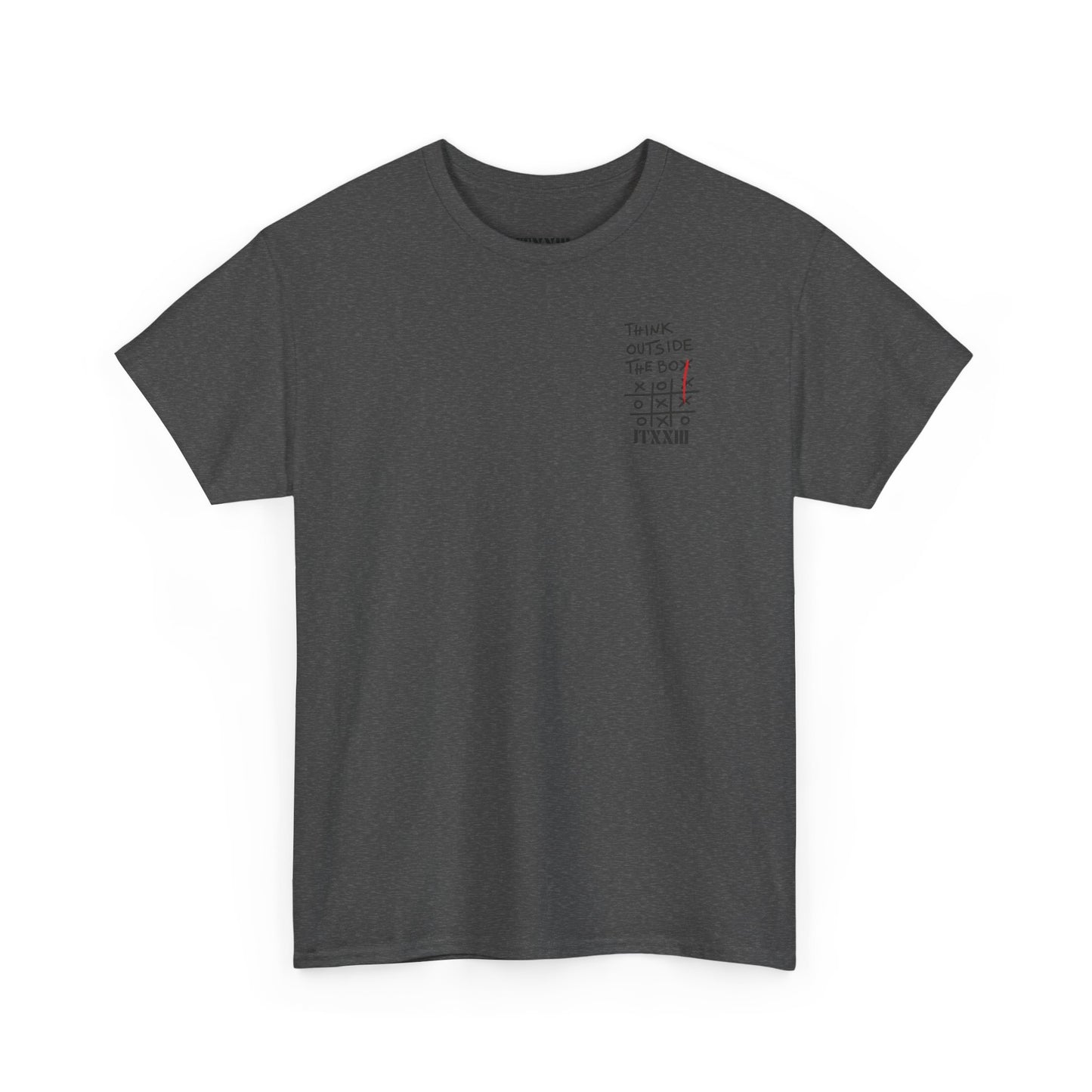 Think Outside the Box T-Shirt — Tic-Tac-Toe Graphic Tee (Back Print)