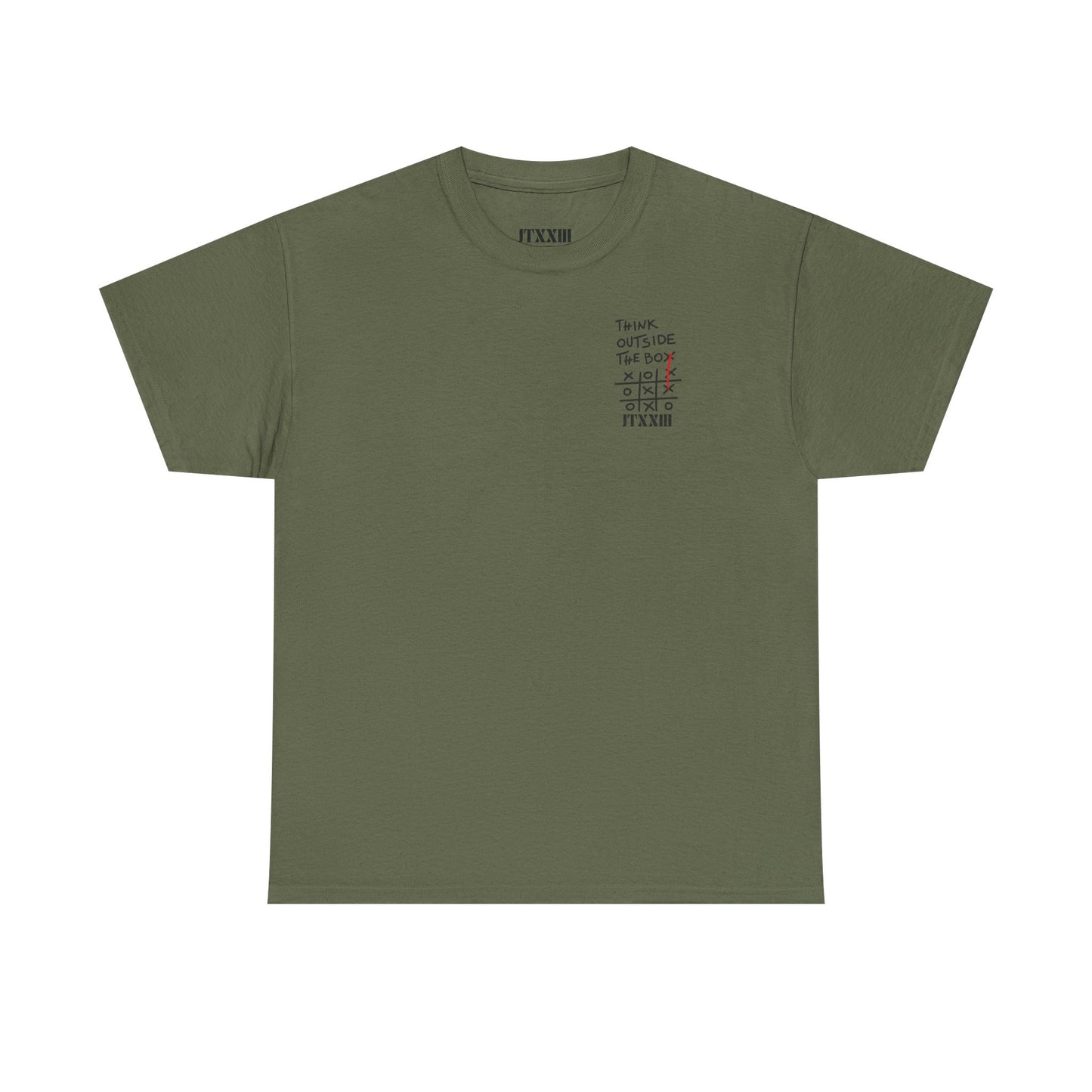 Think Outside the Box T-Shirt — Tic-Tac-Toe Graphic Tee (Back Print)