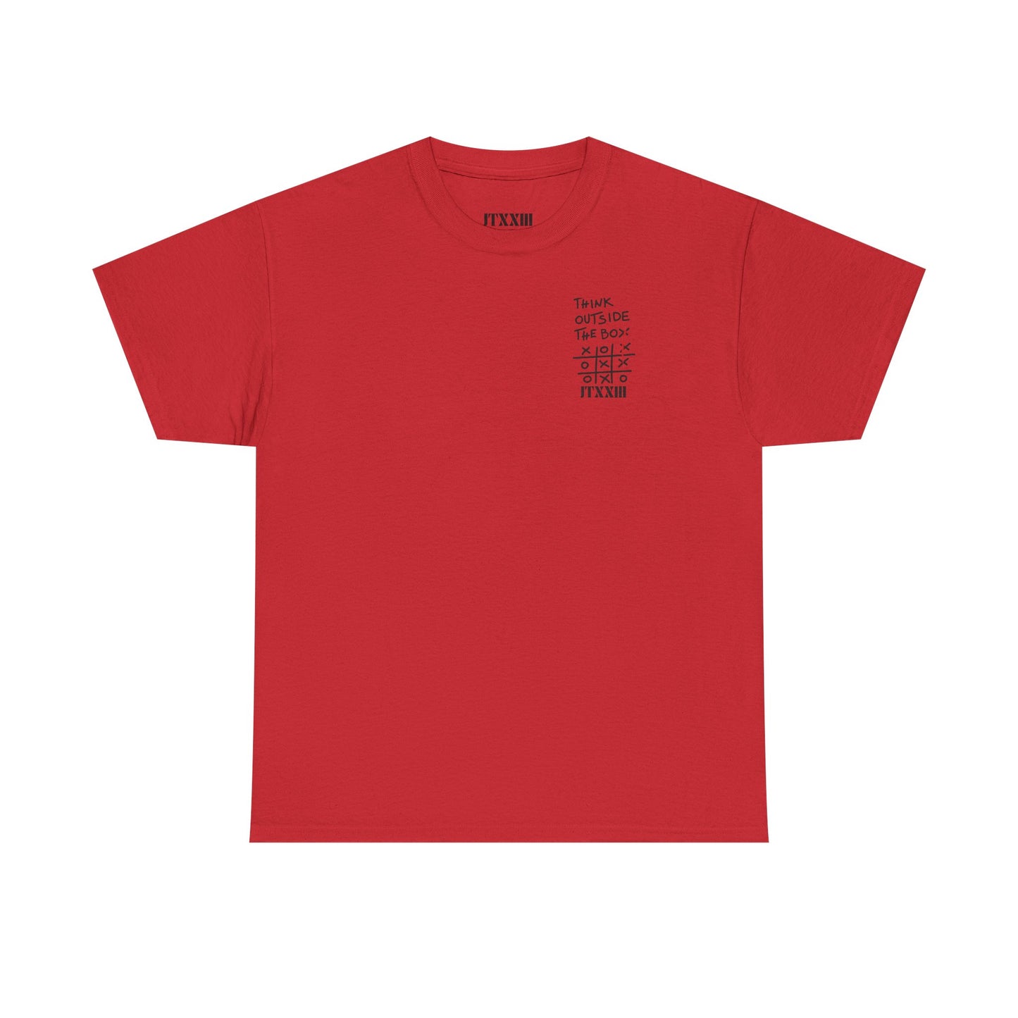 Think Outside the Box T-Shirt — Tic-Tac-Toe Graphic Tee (Back Print)